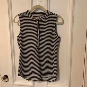 Size 4 cream/navy striped sleeveless blouse